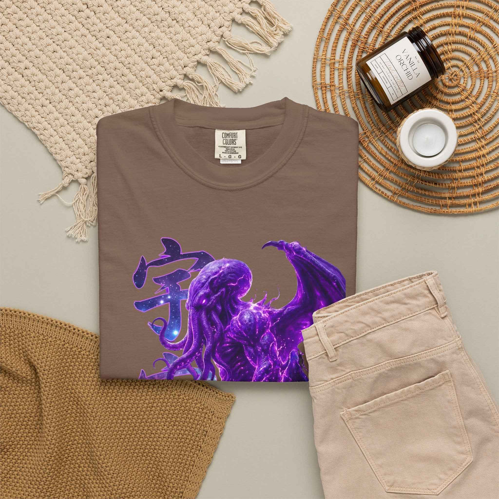 Purple Galaxy Monster Shirt Japanese Aesthetic T Shirt Cosmic Horror Graphic Tee Harajuku Streetwear Comfort Colors 1717 Apparel