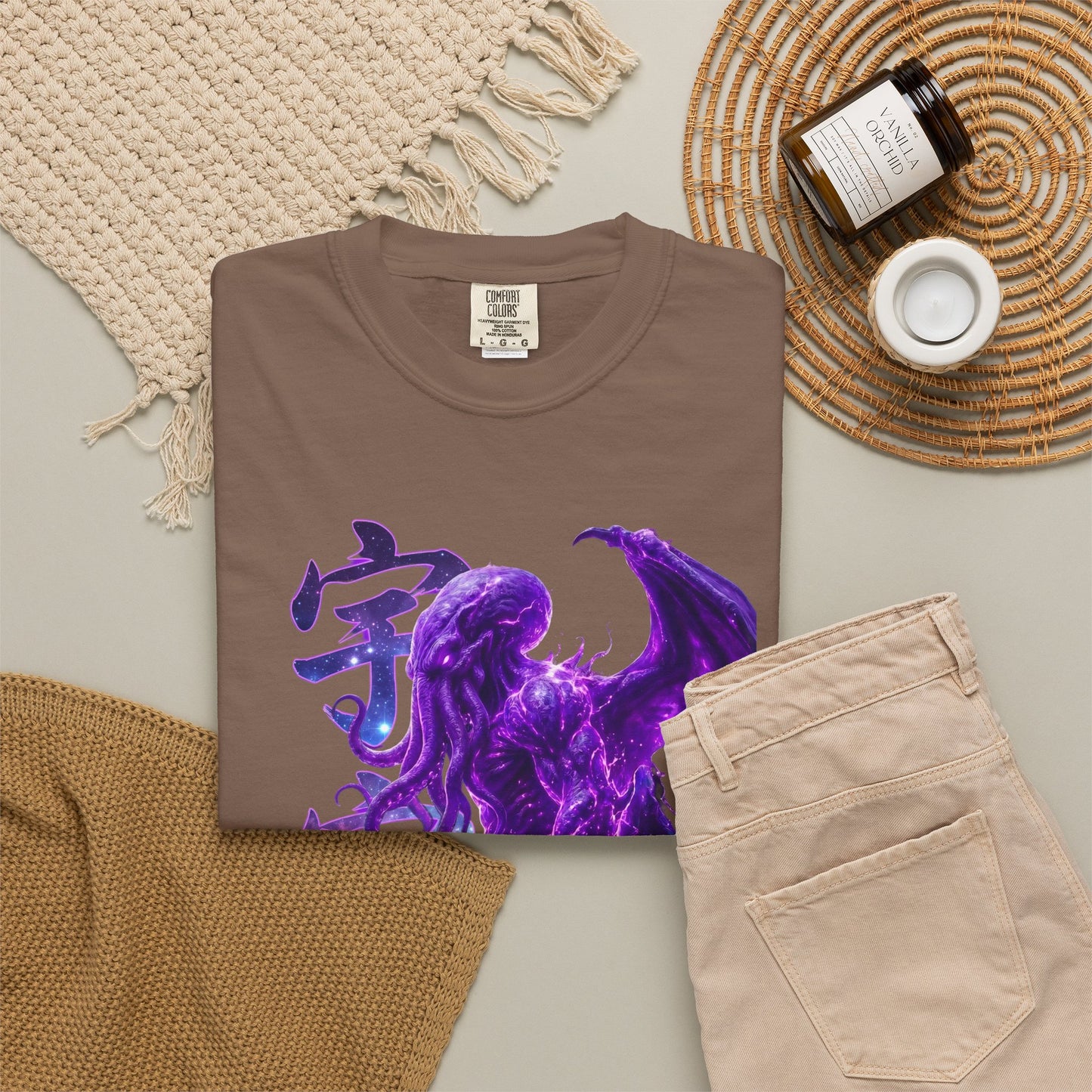 Purple Galaxy Monster Shirt Japanese Aesthetic T Shirt Cosmic Horror Graphic Tee Harajuku Streetwear Comfort Colors 1717 Apparel