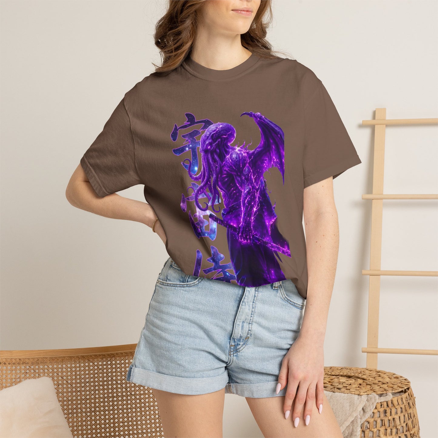 Purple Galaxy Monster Shirt Japanese Aesthetic T Shirt Cosmic Horror Graphic Tee Harajuku Streetwear Comfort Colors 1717 Apparel