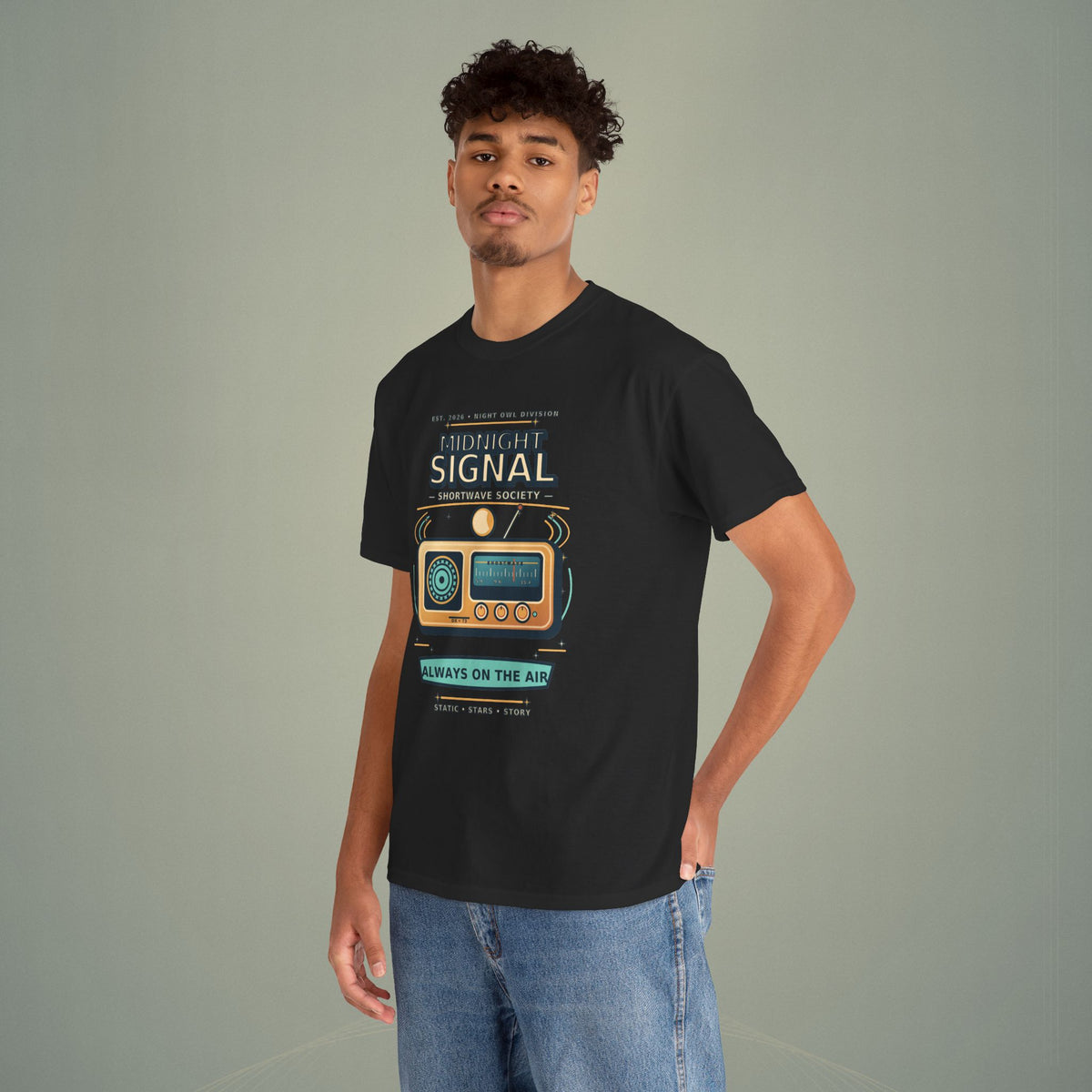 Midnight Signal Shortwave Society Tee | Vintage Ham Radio Operator Graphic Shirt | Gildan 5000