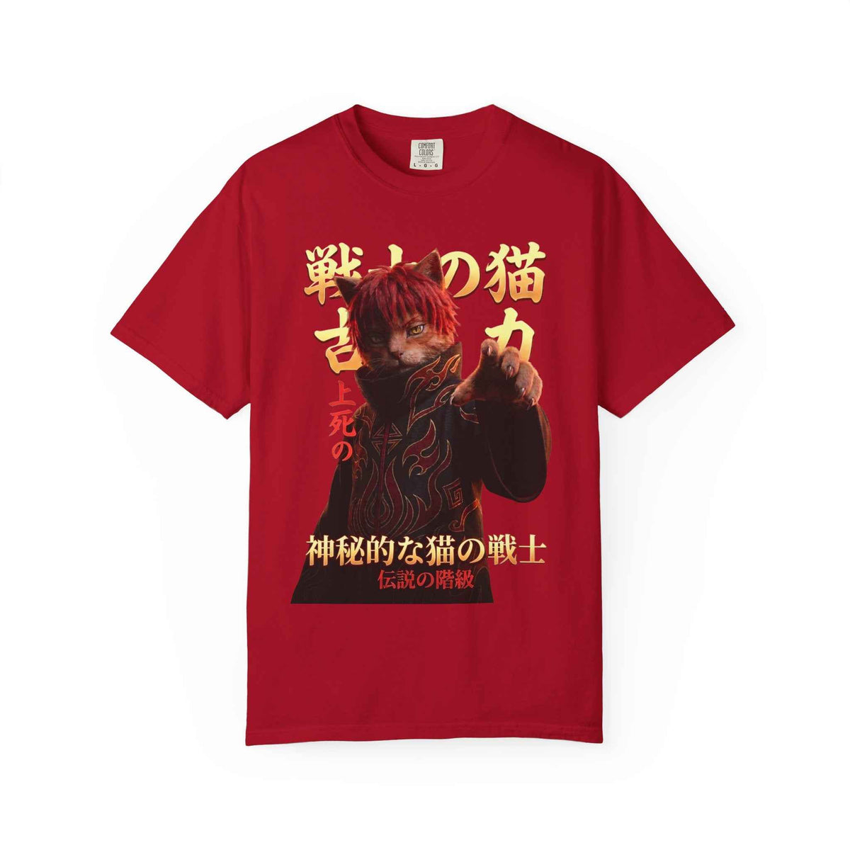 Premium Heavyweight Boxy Tee - Vintage Alternative Red Hair Cat Samurai Graphic T-Shirt | Dark Aesthetic Comfort Colors 1717