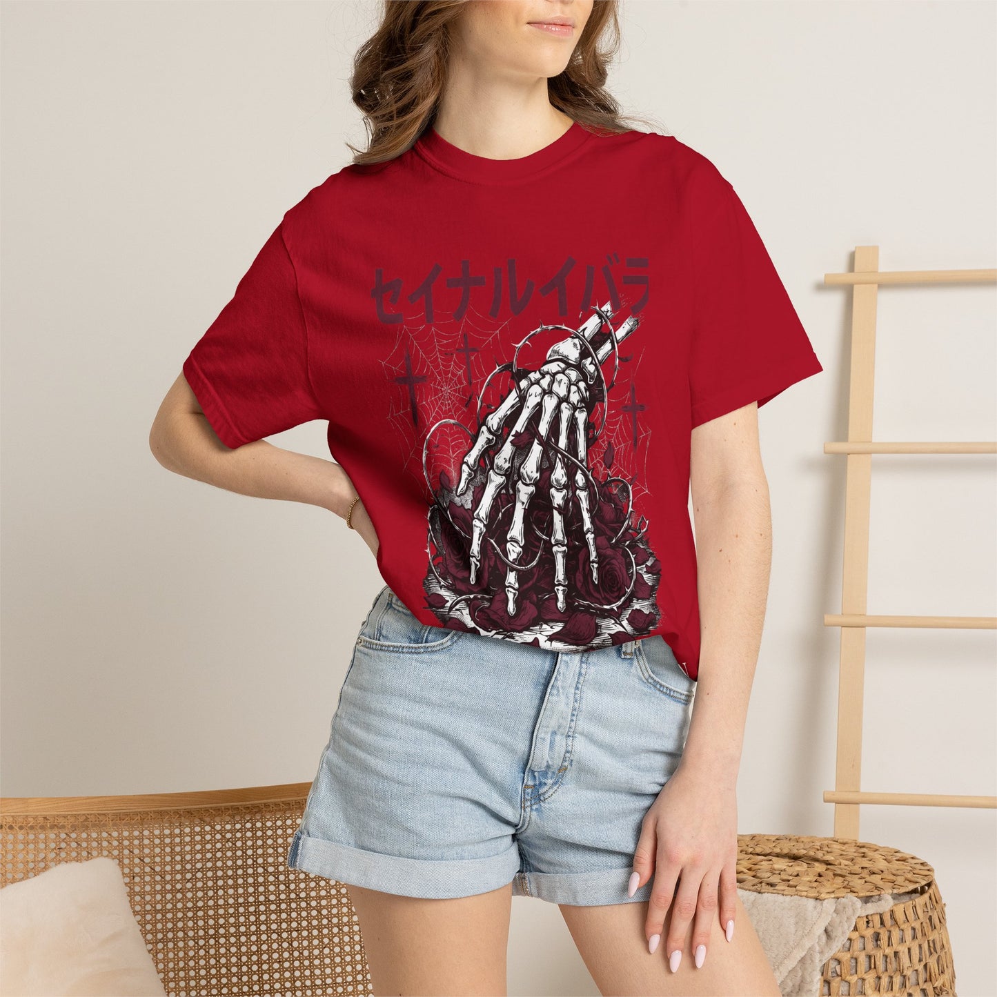 T-Shirt — Sacred Thorn Skeleton Hands Graphic Tee (セイナルイバラ)