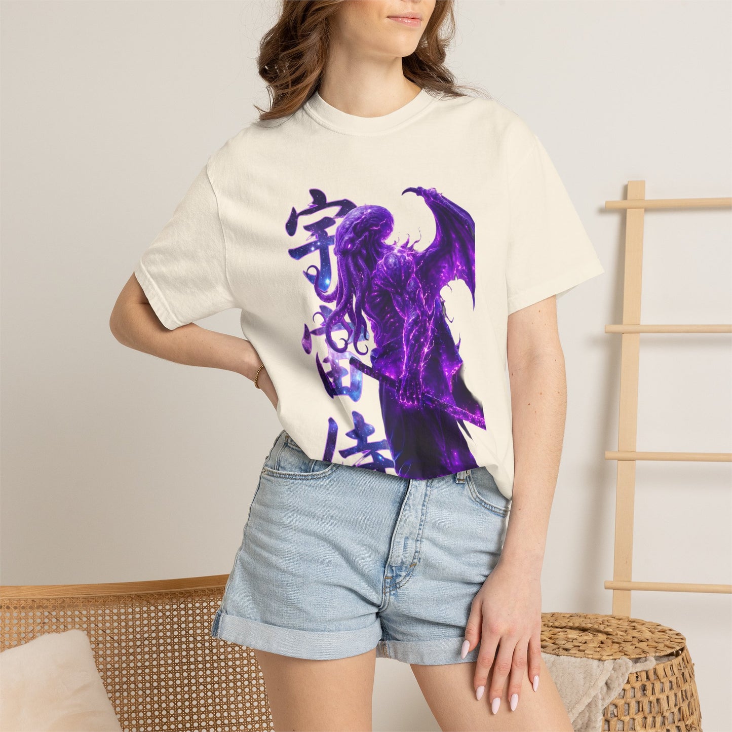 Purple Galaxy Monster Shirt Japanese Aesthetic T Shirt Cosmic Horror Graphic Tee Harajuku Streetwear Comfort Colors 1717 Apparel