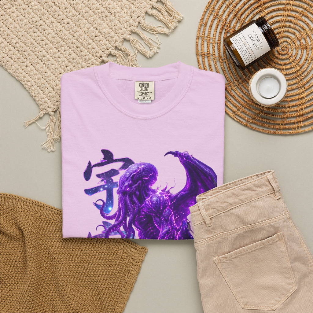 Purple Galaxy Monster Shirt Japanese Aesthetic T Shirt Cosmic Horror Graphic Tee Harajuku Streetwear Comfort Colors 1717 Apparel