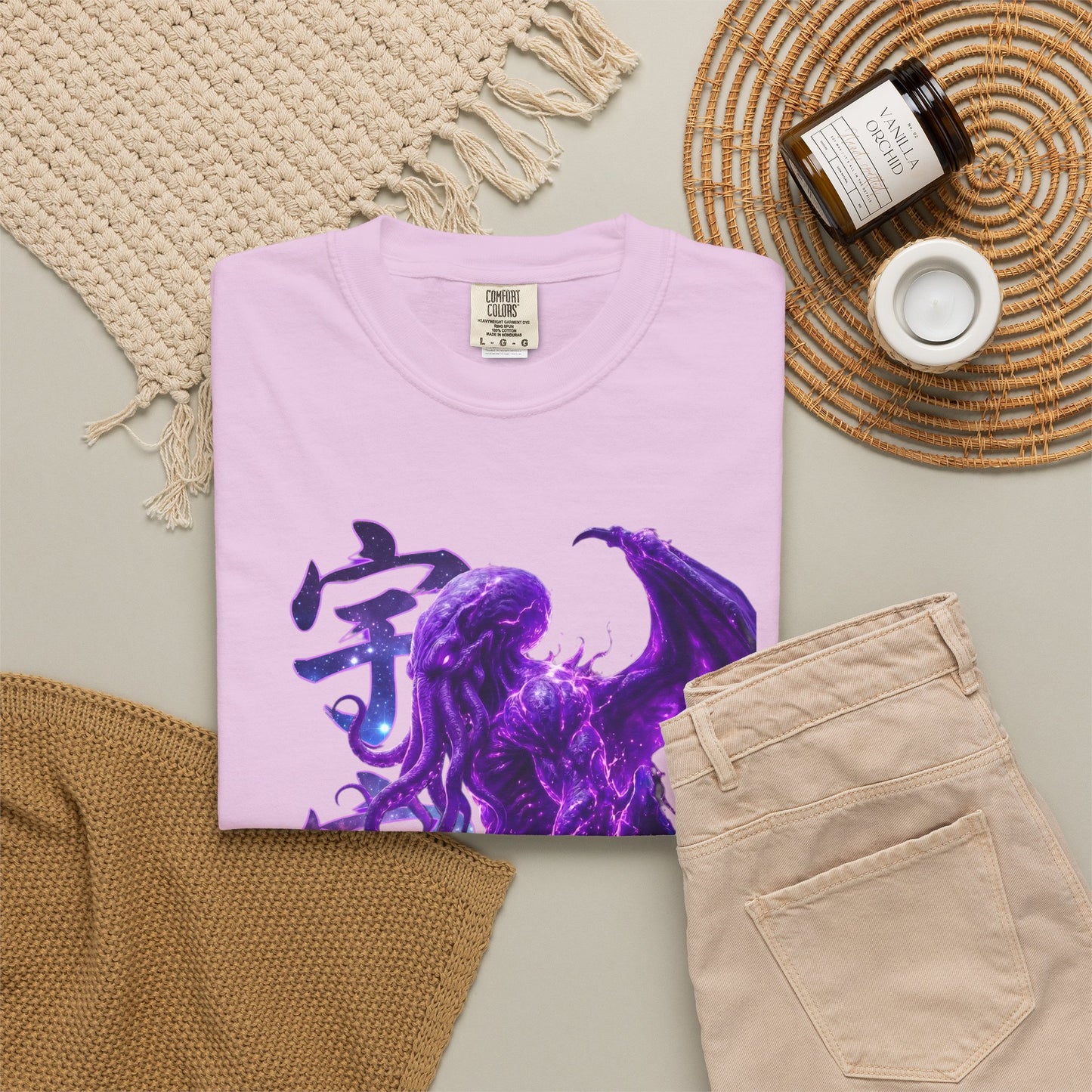 Purple Galaxy Monster Shirt Japanese Aesthetic T Shirt Cosmic Horror Graphic Tee Harajuku Streetwear Comfort Colors 1717 Apparel