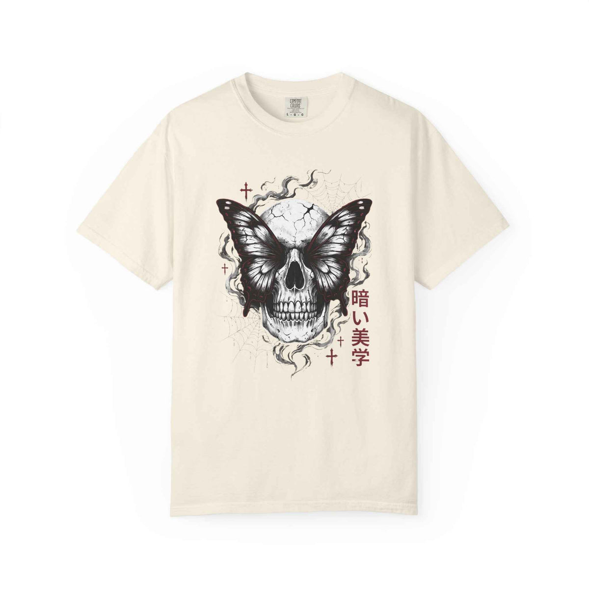 Dark Skull Butterfly Graphic Tee: Elegant & Comfortable