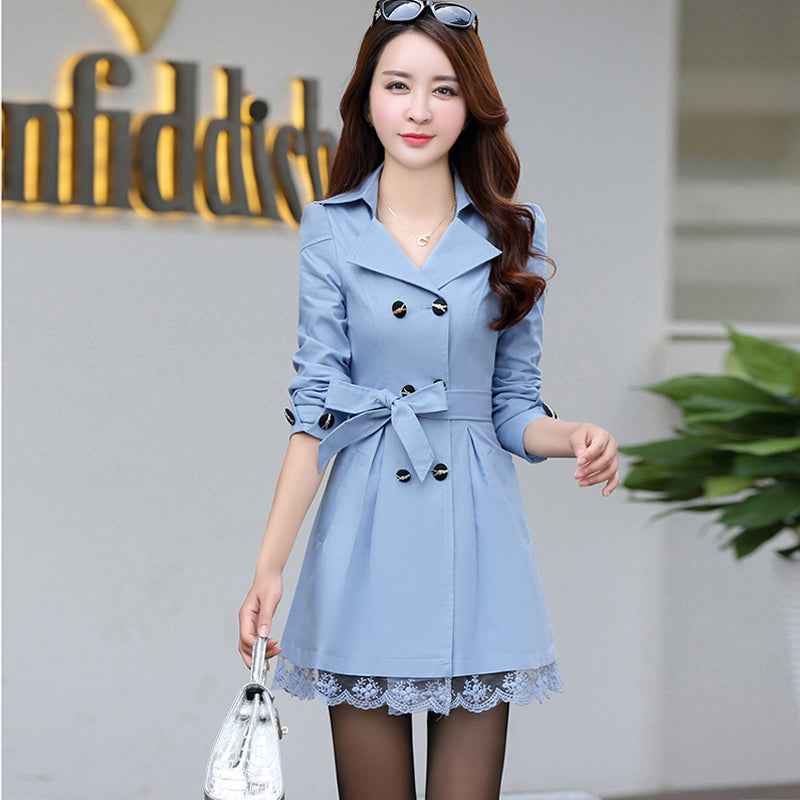 Slim-fit double-breasted trench coat coat