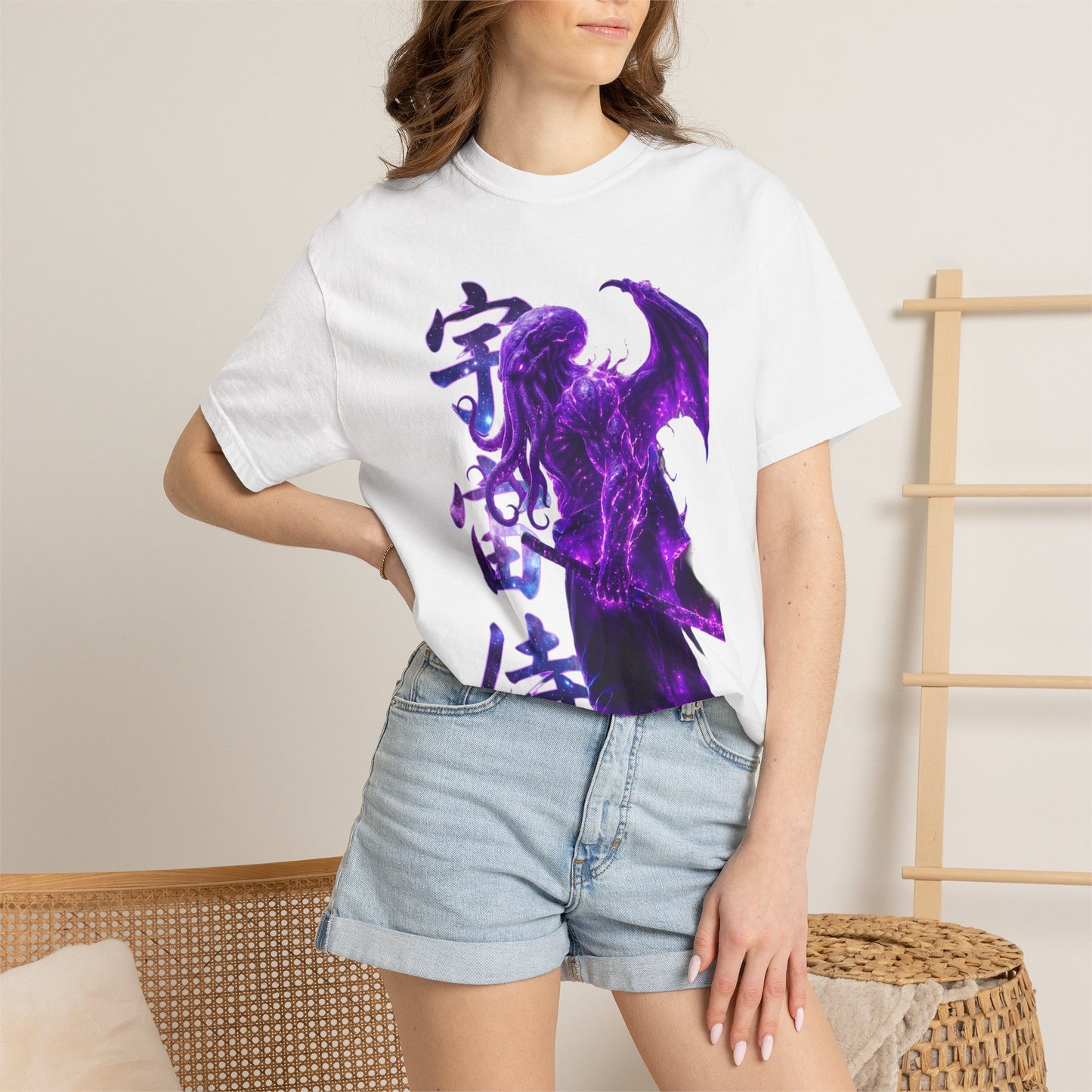 Purple Galaxy Monster Shirt Japanese Aesthetic T Shirt Cosmic Horror Graphic Tee Harajuku Streetwear Comfort Colors 1717 Apparel