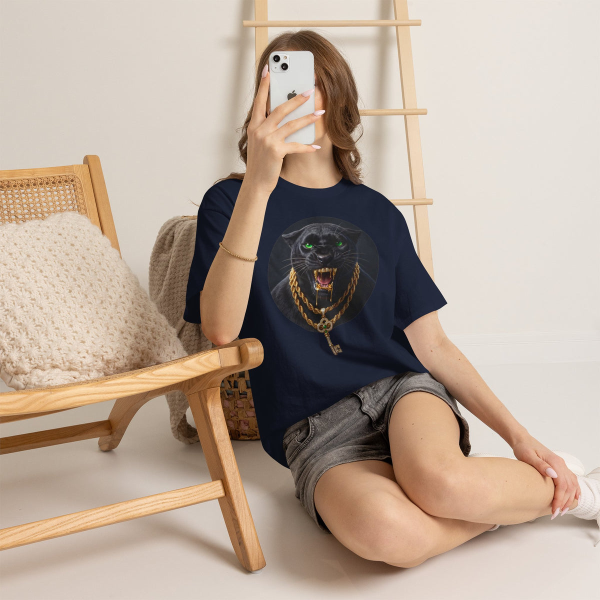 White Iced Out Panther Graphic Tee - Premium Heavy Cotton Streetwear