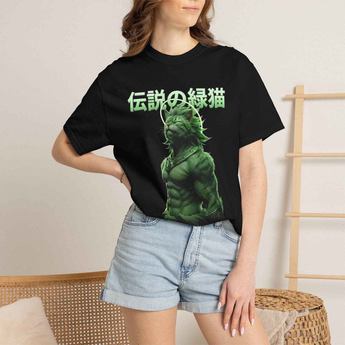 Premium Heavyweight Boxy Tee - Vintage Densetsu no Midori Neko Japanese Aesthetic Graphic T-Shirt | Alternative Streetwear Comfort Colors 1717