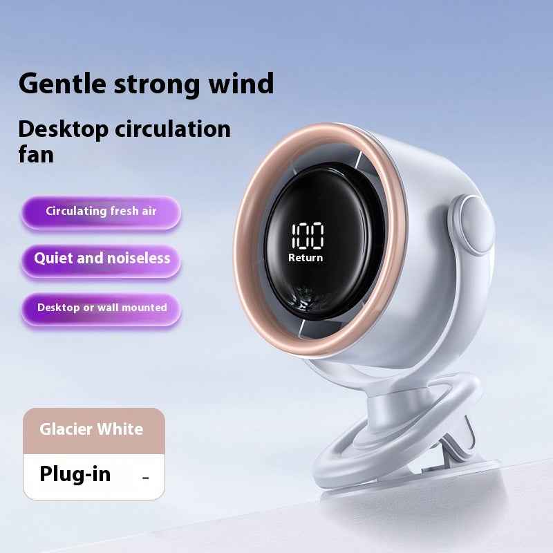 USB Rechargeable Wall-Mount Digital Fan Clip Display - Desktop Air Circulator