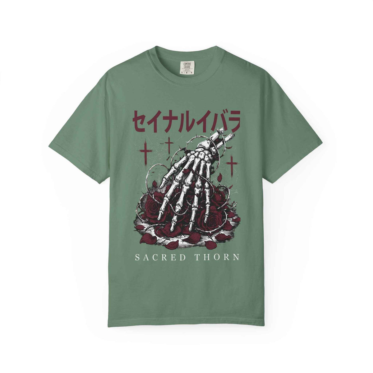 Dark Poetry Graphic Tee: Japanese Skeleton Hand Design