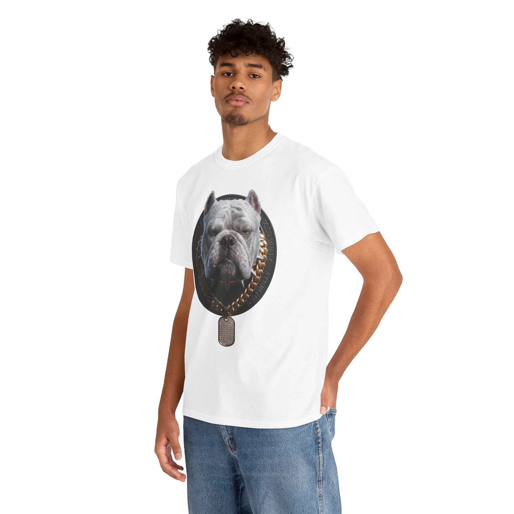 Bulldog Chain Shirt: 'Dog Tag' Graphic Tee for Dog Lovers