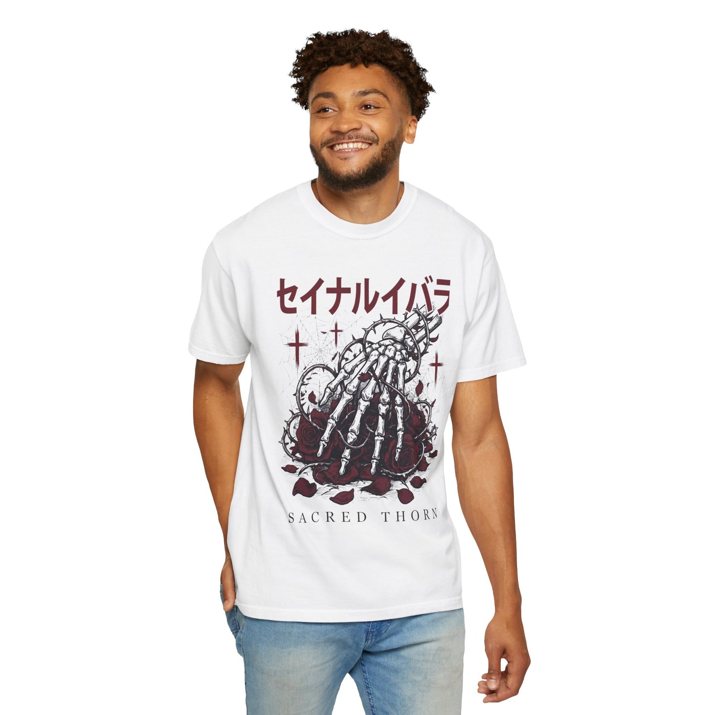 T-Shirt — Sacred Thorn Skeleton Hands Graphic Tee (セイナルイバラ)