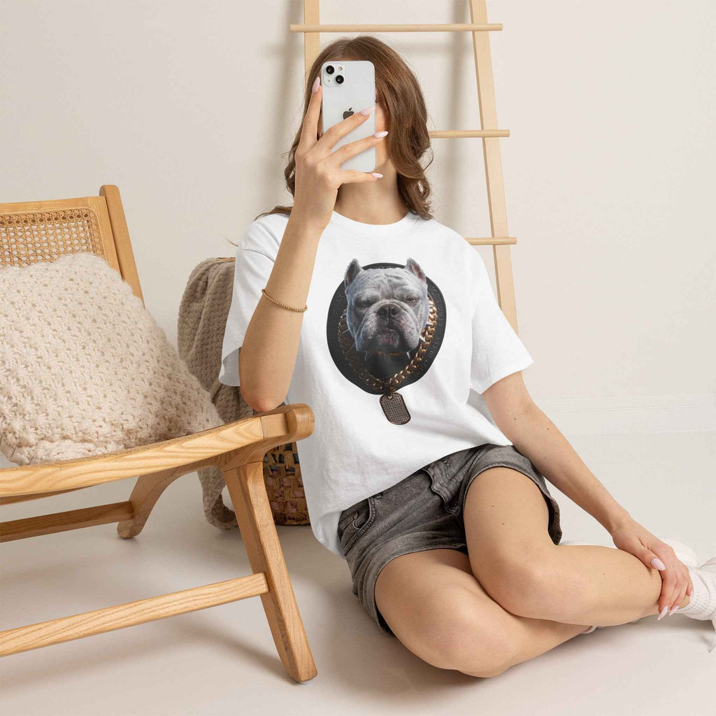 Bulldog Chain Shirt: 'Dog Tag' Graphic Tee for Dog Lovers