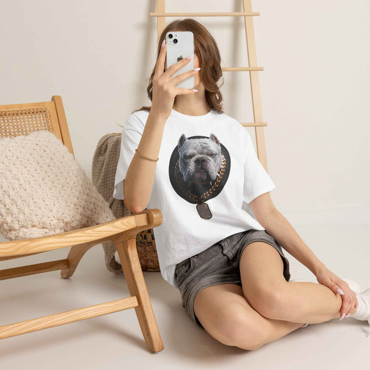 Bulldog Chain Shirt: 'Dog Tag' Graphic Tee for Dog Lovers