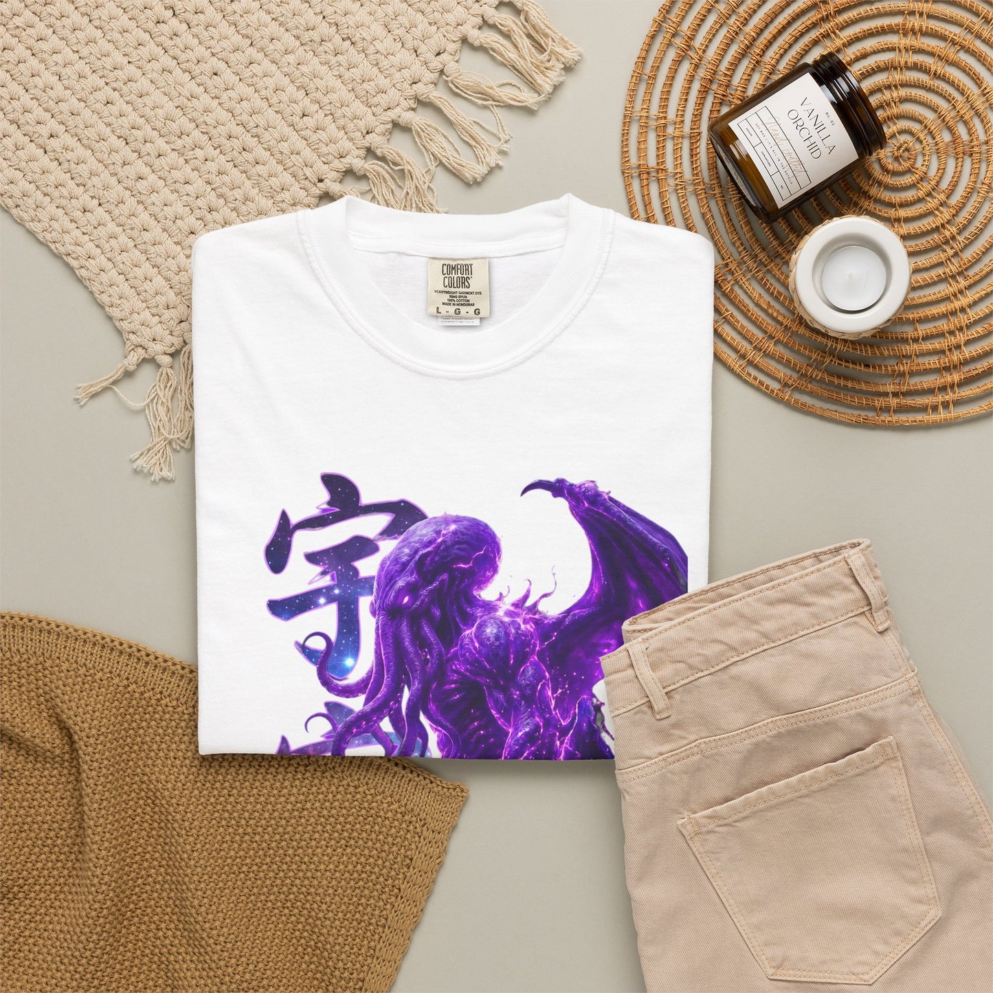 Purple Galaxy Monster Shirt Japanese Aesthetic T Shirt Cosmic Horror Graphic Tee Harajuku Streetwear Comfort Colors 1717 Apparel