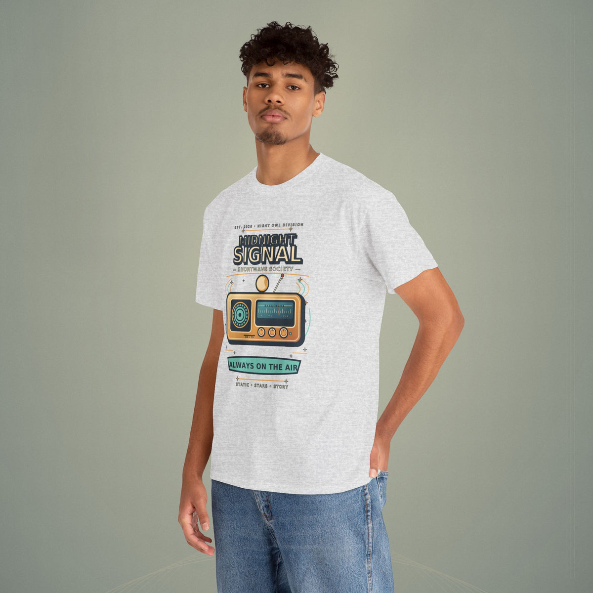Midnight Signal Shortwave Society Tee | Vintage Ham Radio Operator Graphic Shirt | Gildan 5000