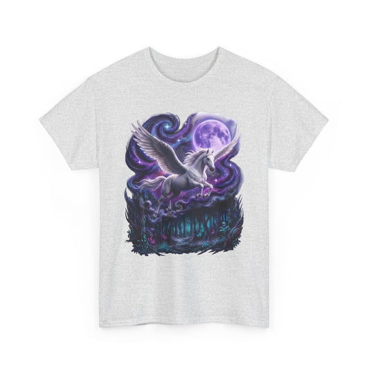 Himmlisches Pegasus Galaxie Grafik-T-Shirt - Kosmischer Pegasus Mond Fantasy Baumwoll-T-Shirt