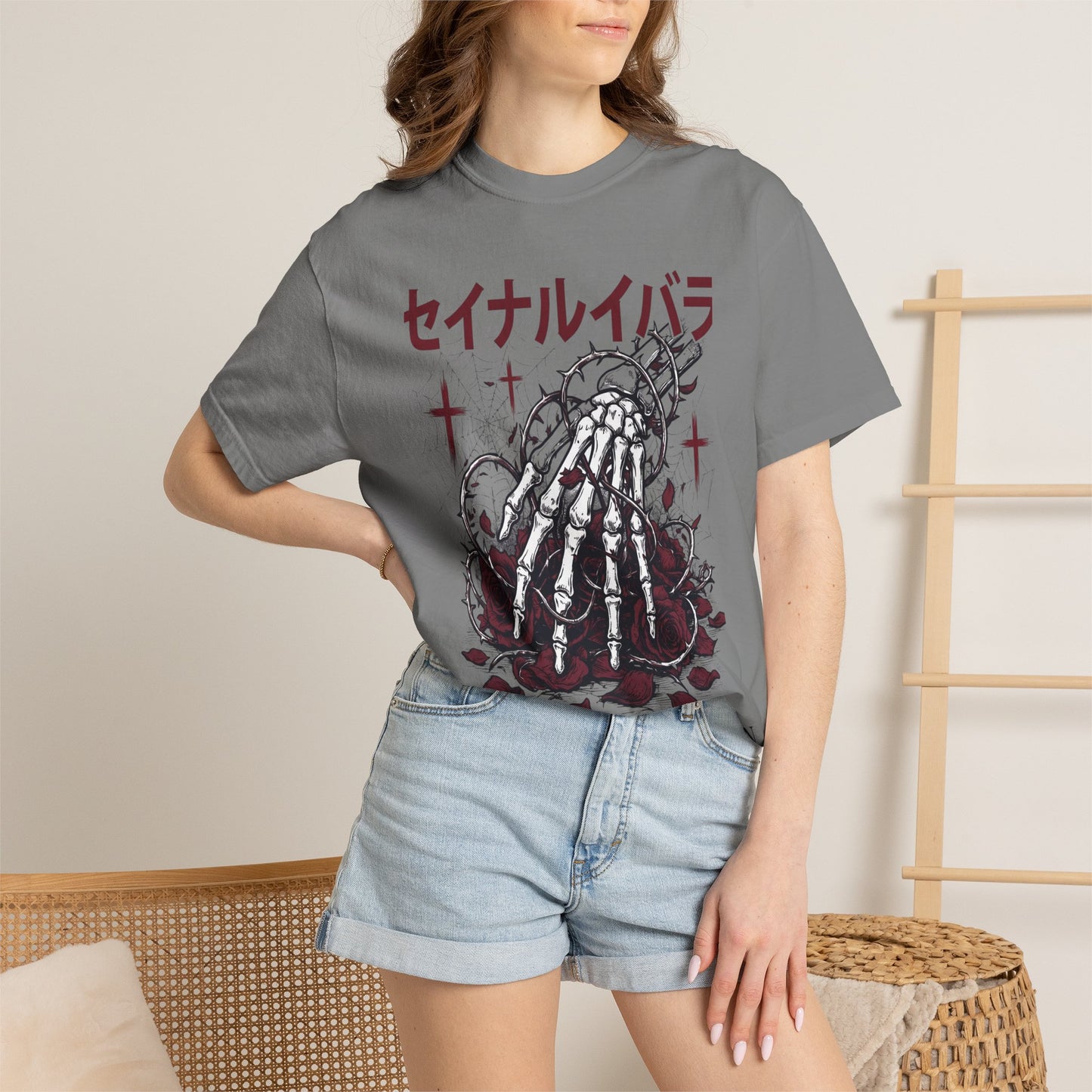 T-Shirt — Sacred Thorn Skeleton Hands Graphic Tee (セイナルイバラ)
