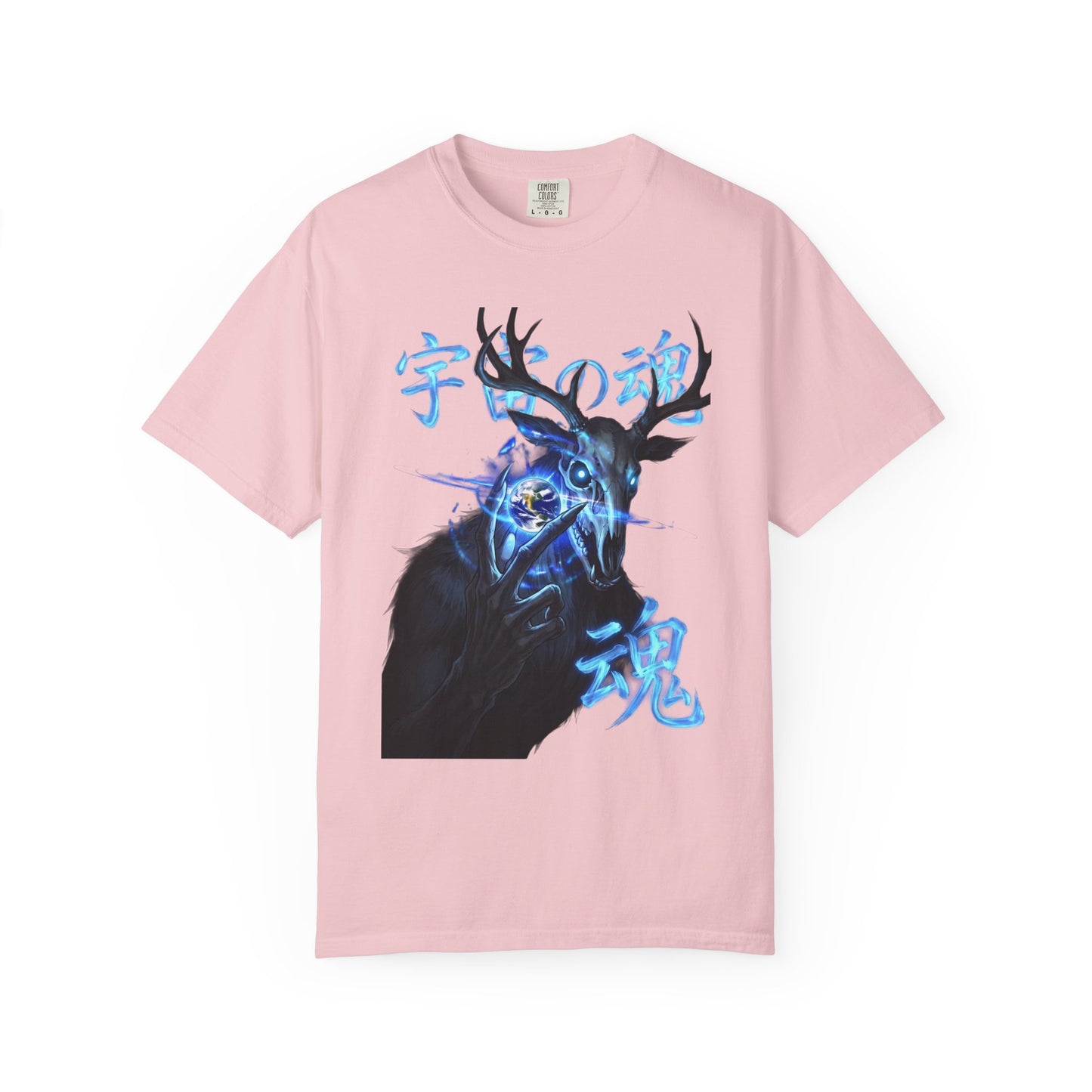 Y2K Cyberpunk Cosmic Skull T-Shirt Blue Neon Energy Aura Unisex Harajuku Style Streetwear Comfort Colors 1717 Graphic Tee