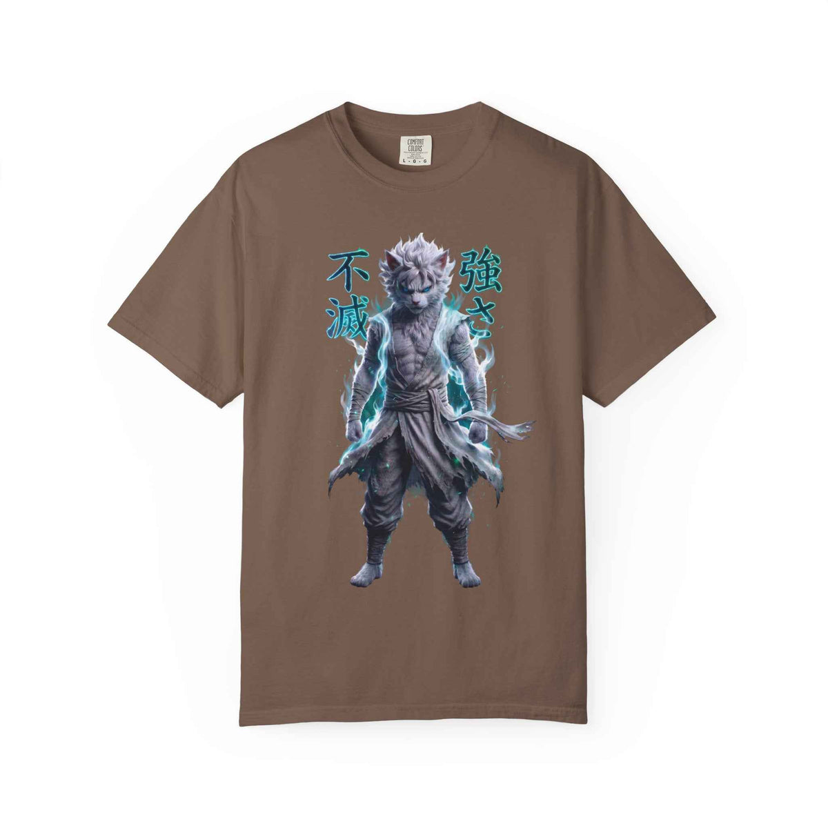 Cyberpunk Cat Warrior Graphic Tee - Harajuku Style, 100% Cotton Premium Tee