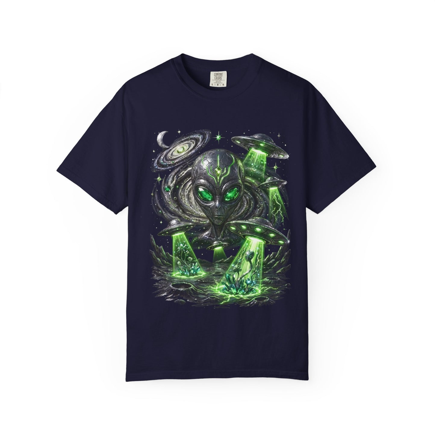 Y2K Cyberpunk Cosmic Space Monster T-Shirt Green Neon Aura Unisex Harajuku Style Streetwear Comfort Colors 1717 Graphic Tee