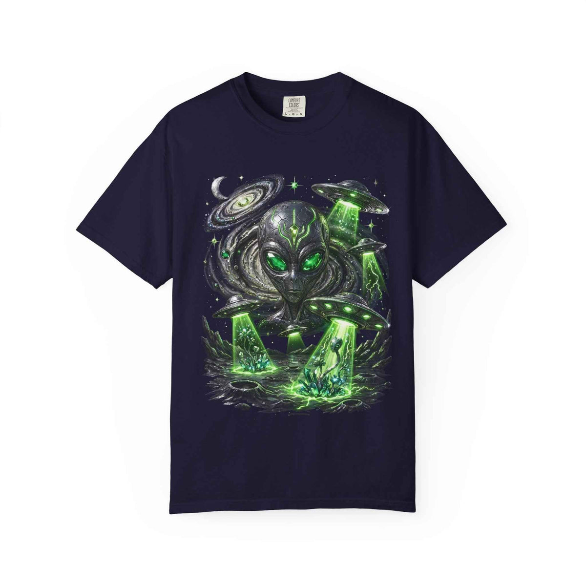 Cyberpunk Cosmic Monster Tee - Green Neon Harajuku Y2K Statement Shirt