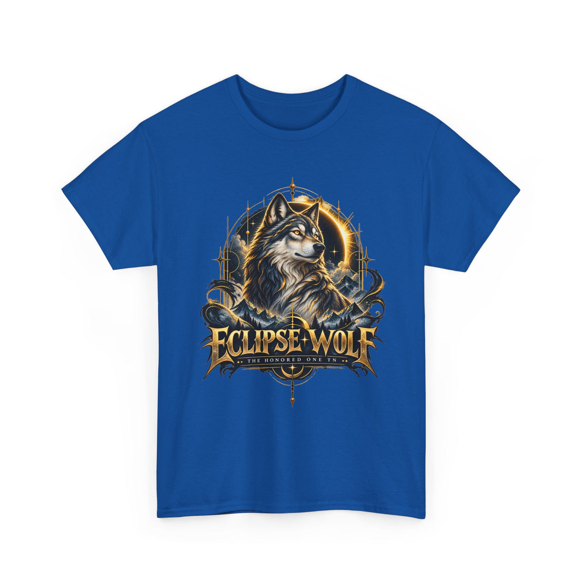 Eclipse Wolf Graphic Tee | Celestial Wolf Streetwear | Gildan 5000