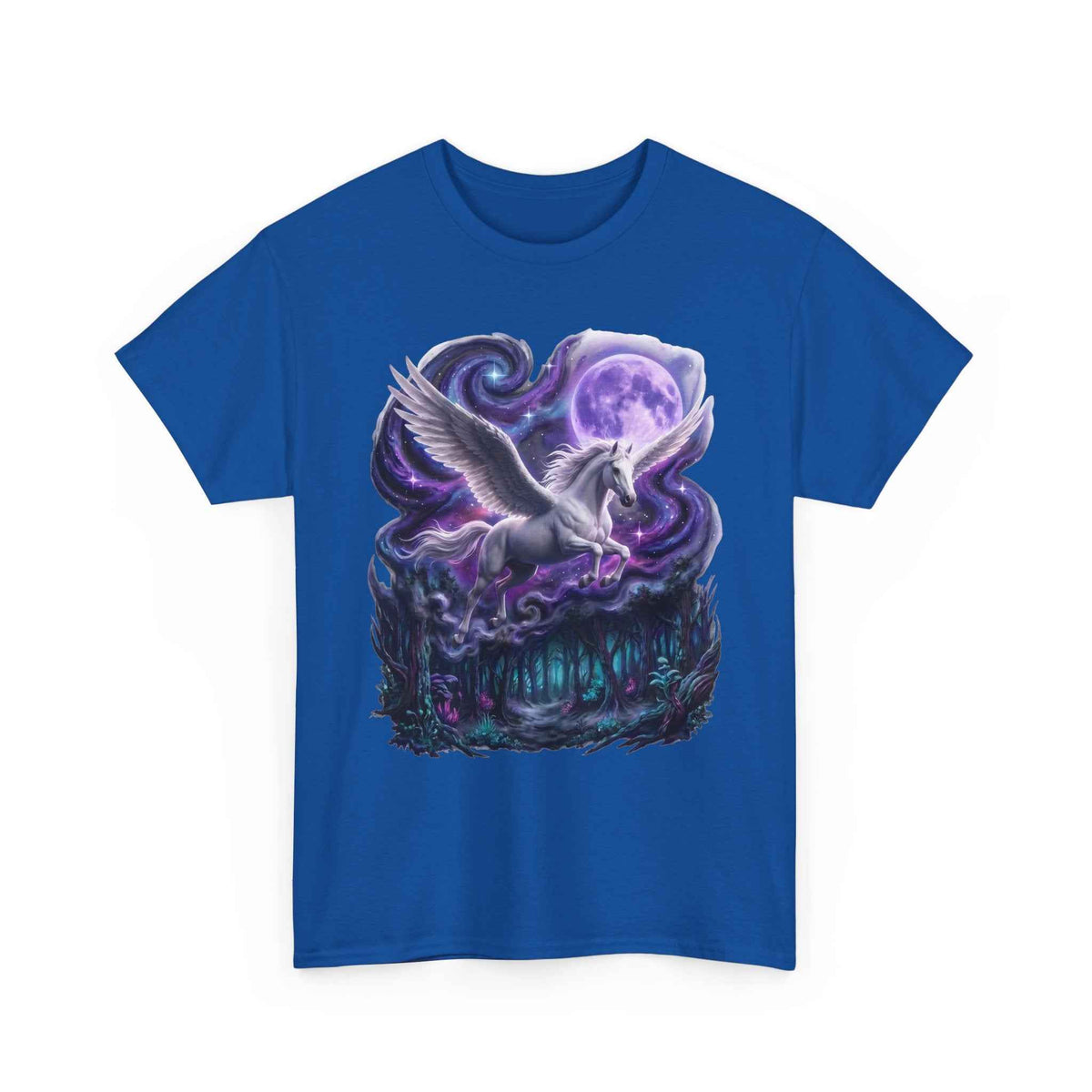Celestial Pegasus Galaxy Moon Cotton T-Shirt - Cosmic Fantasy Graphic Tee