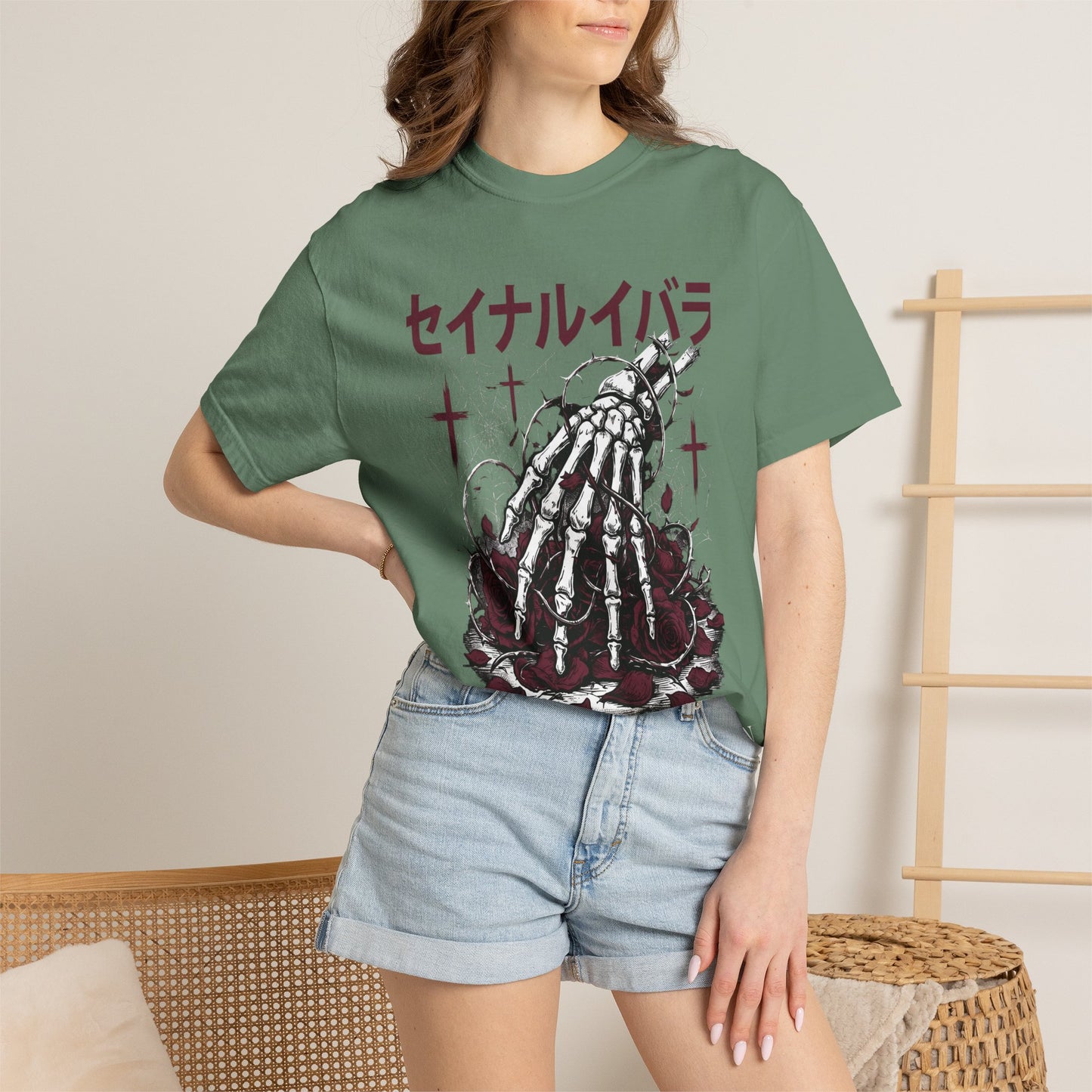 T-Shirt — Sacred Thorn Skeleton Hands Graphic Tee (セイナルイバラ)