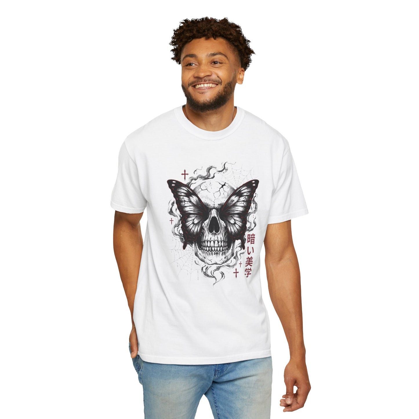 Skull Butterfly T-Shirt — Dark Aesthetic "暗い美学" Graphic Tee