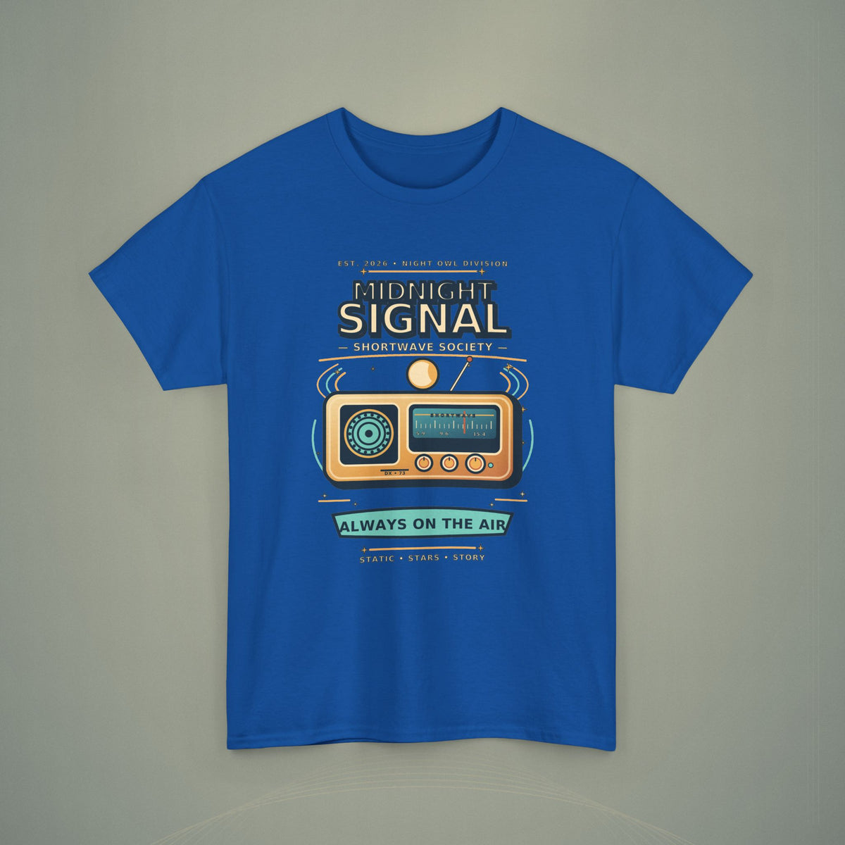 Midnight Signal Shortwave Society Tee | Vintage Ham Radio Operator Graphic Shirt | Gildan 5000