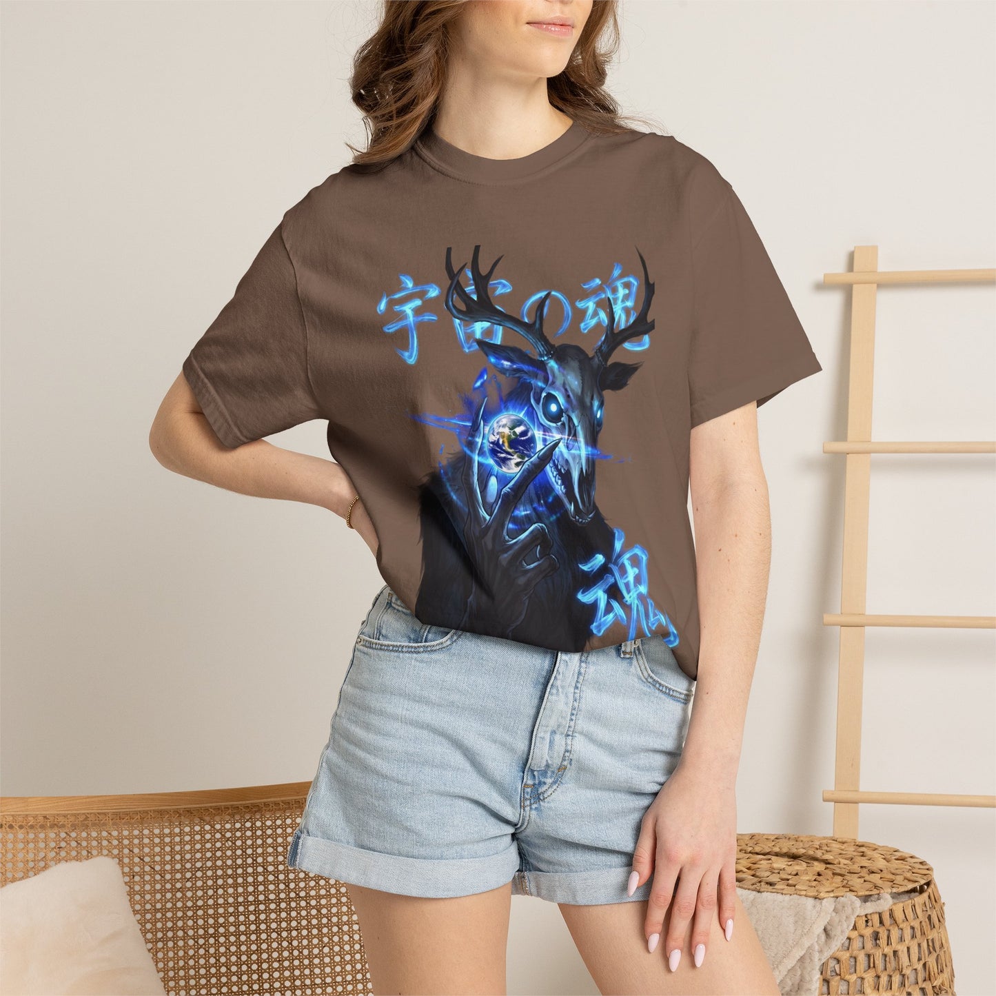 Y2K Cyberpunk Cosmic Skull T-Shirt Blue Neon Energy Aura Unisex Harajuku Style Streetwear Comfort Colors 1717 Graphic Tee