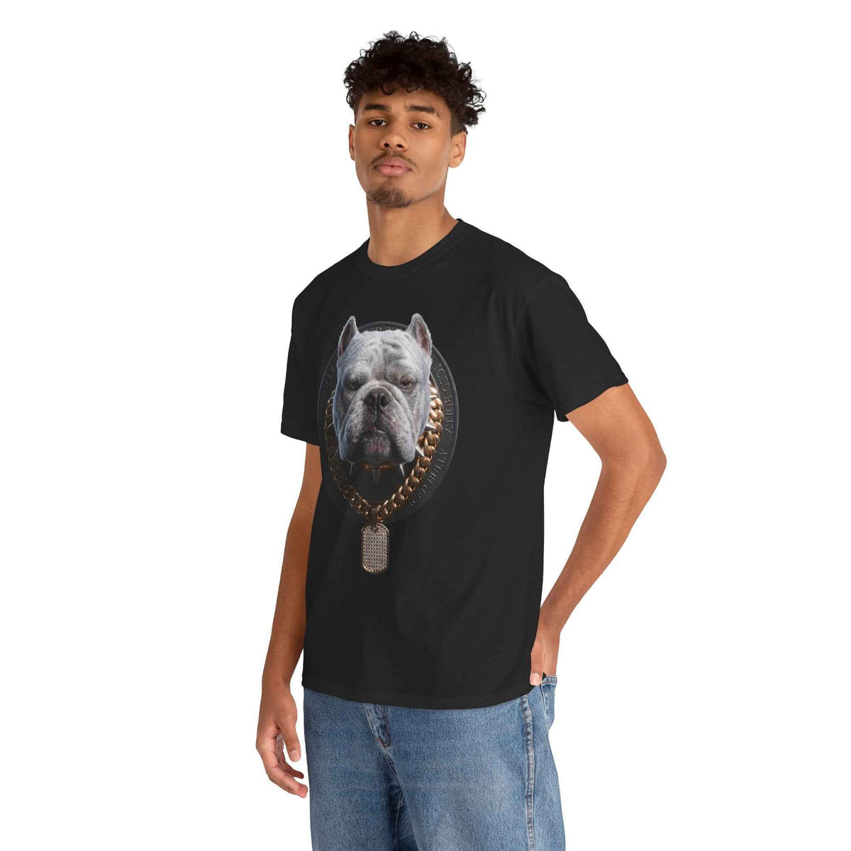 Bulldog Chain Shirt: 'Dog Tag' Graphic Tee for Dog Lovers