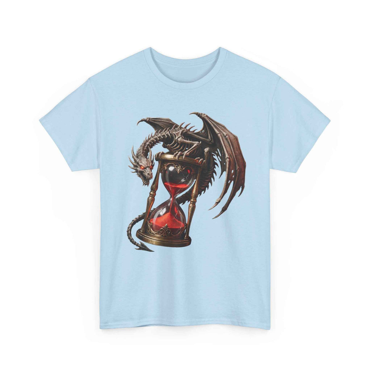 Crimson Dragon Hourglass Graphic Tee - Heavyweight Cotton Dark Fantasy Streetwear T-Shirt