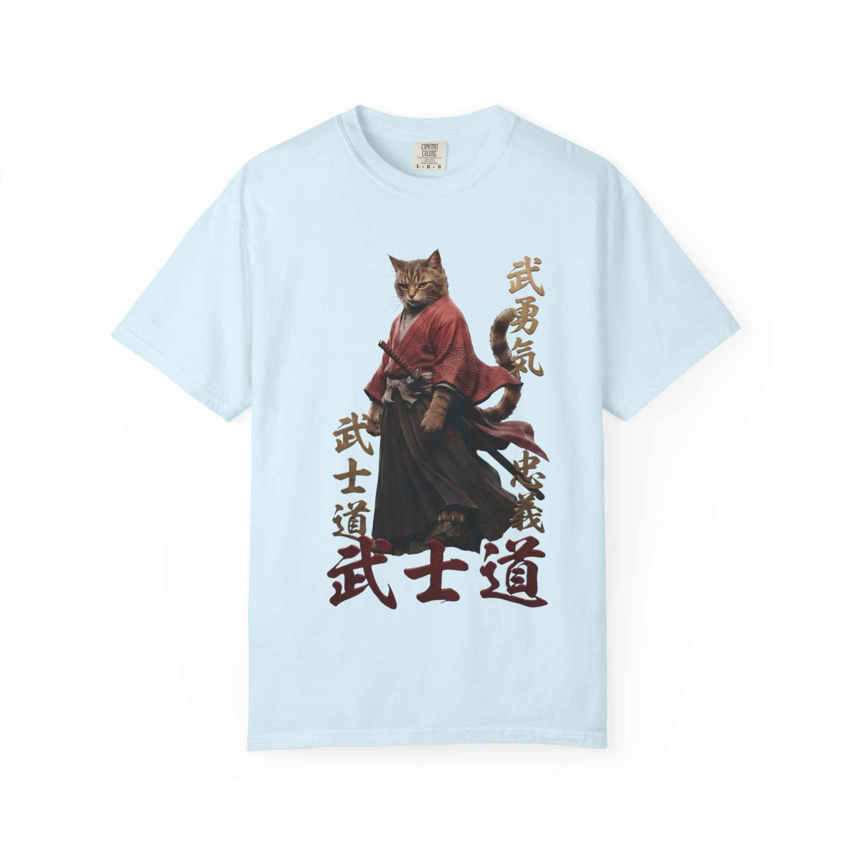 Samurai Cat Bushido Graphic Tee | Japanese Streetwear Aesthetics Shirts for Men & Women | Vintage Manga Cat Heavyweight Comfort Colors 1717 T-Shirt