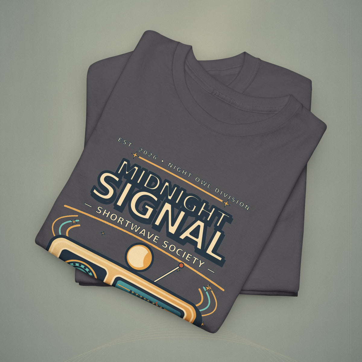 Midnight Signal Shortwave Society Tee | Vintage Ham Radio Operator Graphic Shirt | Gildan 5000