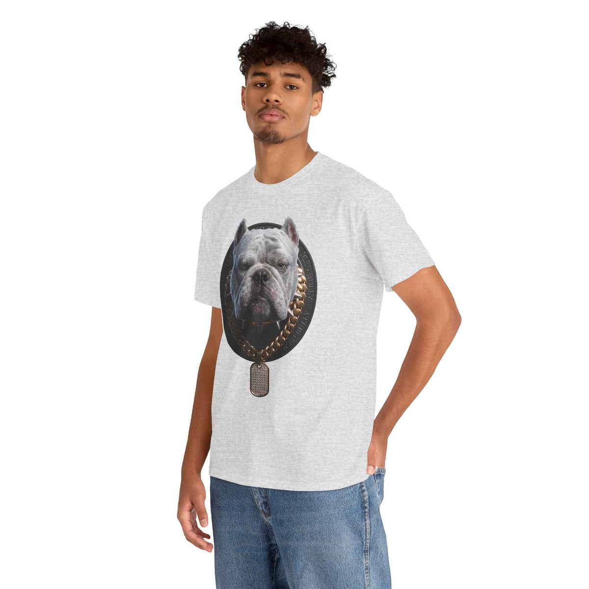 Bulldog Chain Shirt: 'Dog Tag' Graphic Tee for Dog Lovers