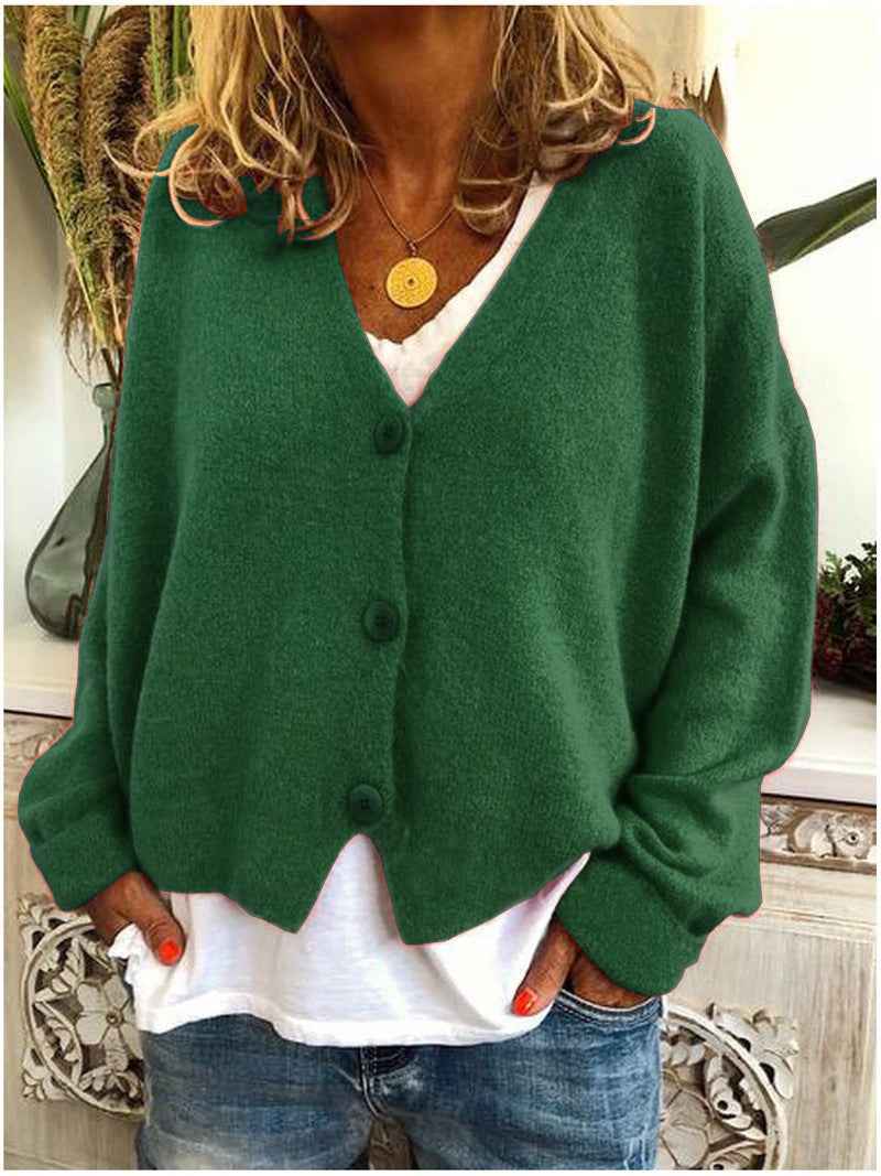 Women's Lightweight Solid Color Cardigan Sweater - European Sizes