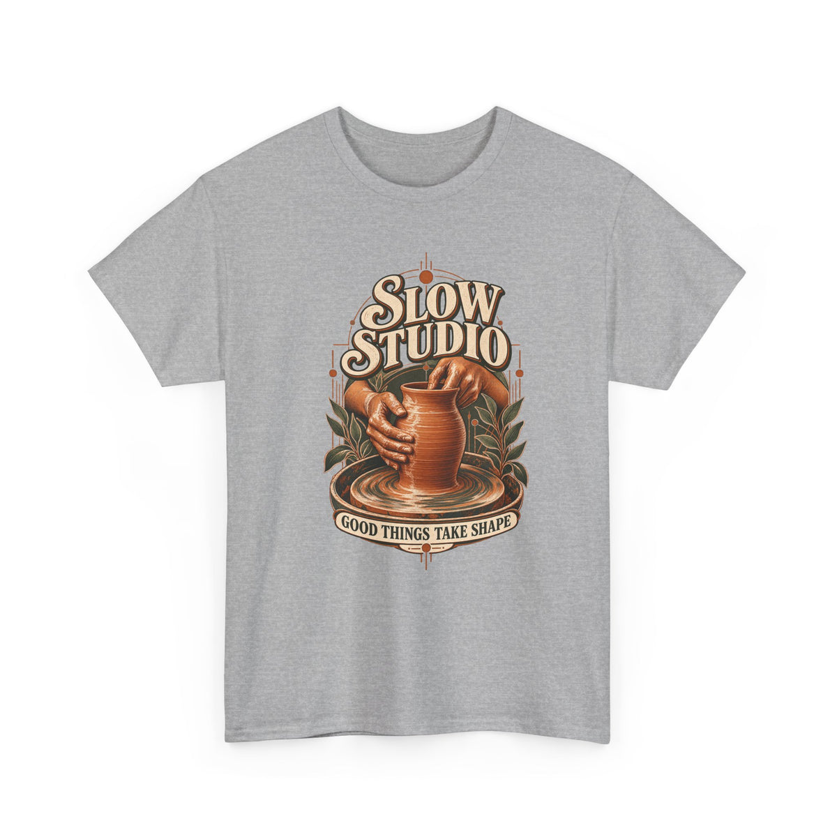 Slow Studio Pottery Wheel Graphic Tee | Good Things Take Shape | Gildan 5000