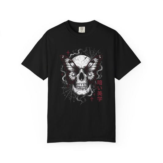 Skull Butterfly T-Shirt — Dark Aesthetic "暗い美学" Graphic Tee