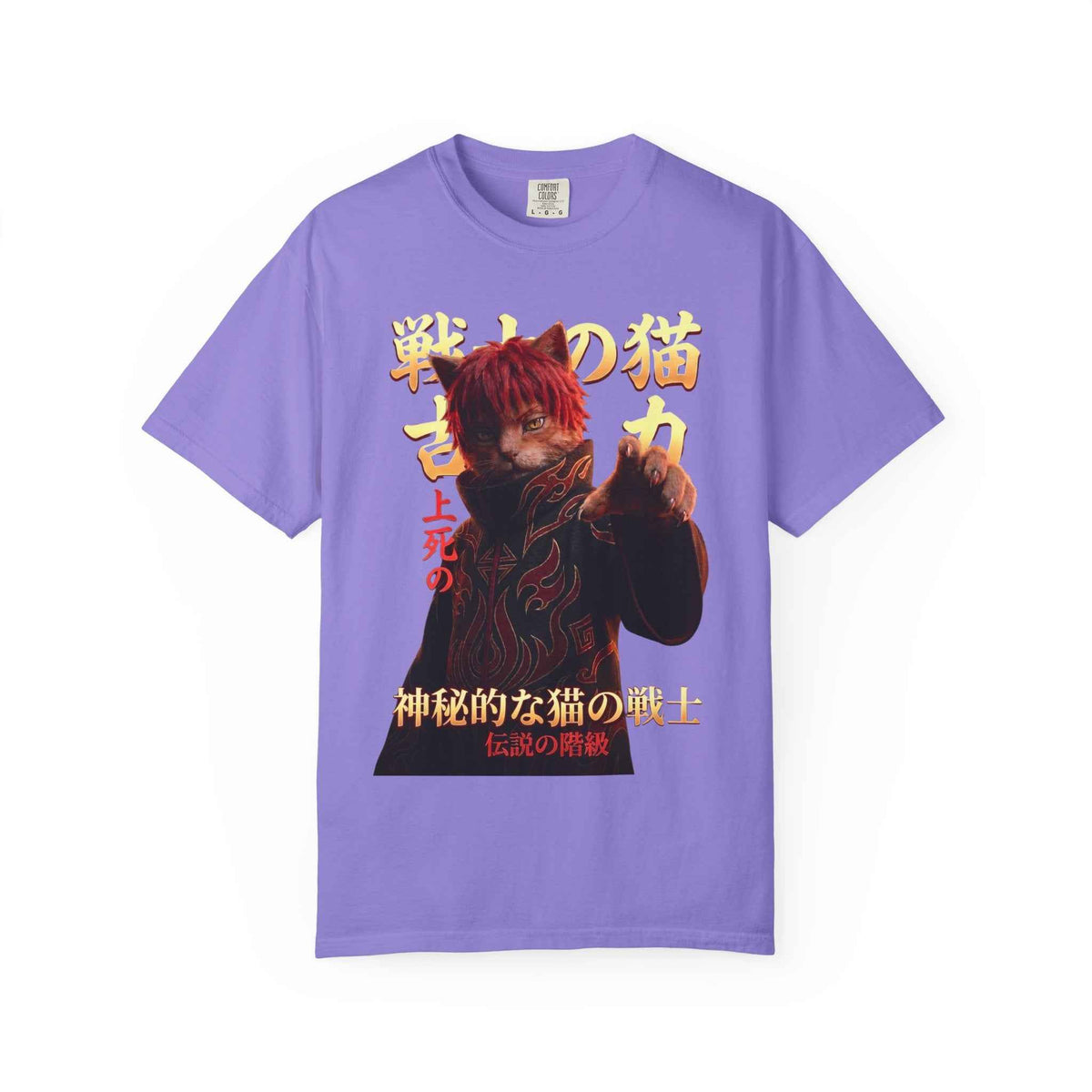 Premium Heavyweight Boxy Tee - Vintage Alternative Red Hair Cat Samurai Graphic T-Shirt | Dark Aesthetic Comfort Colors 1717