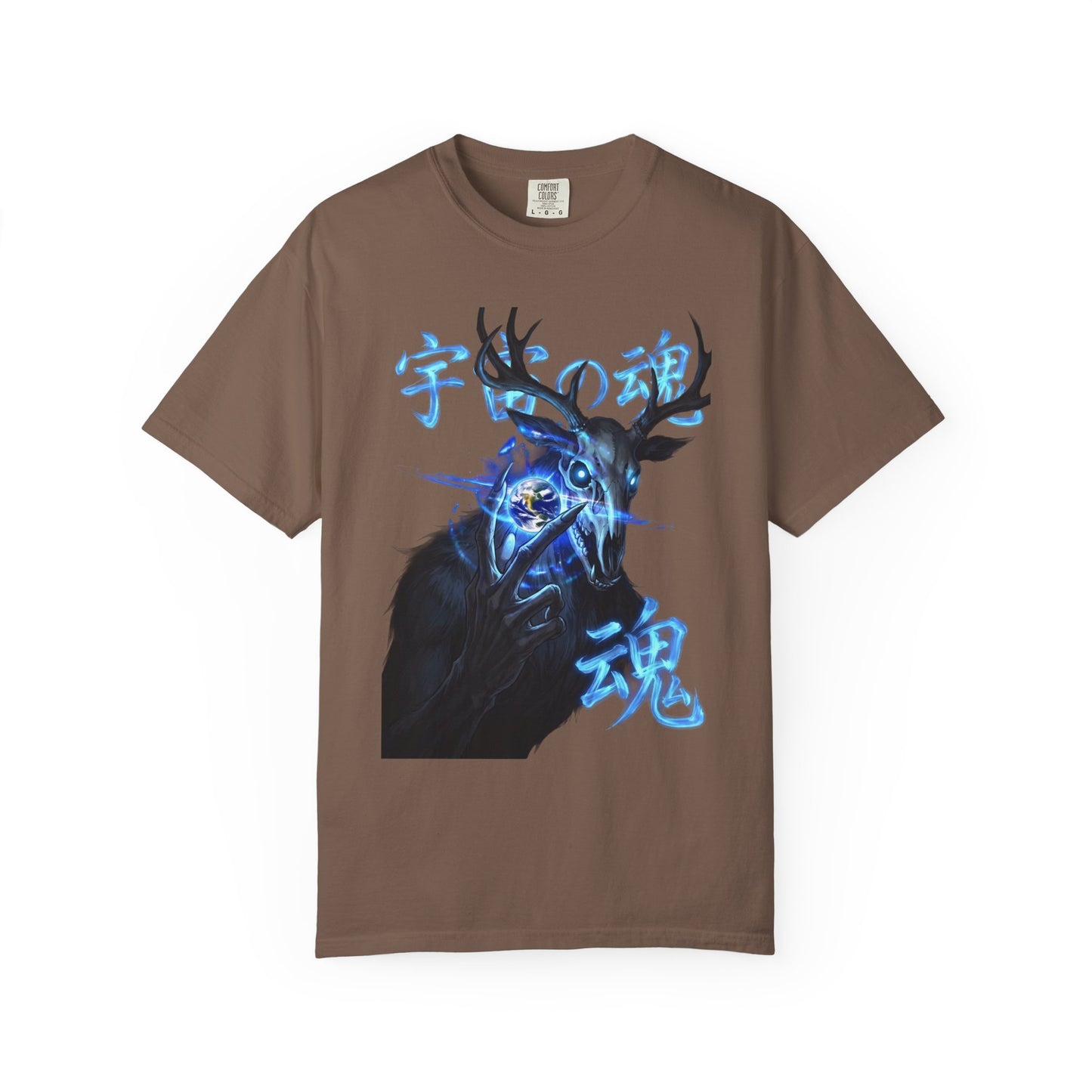 Y2K Cyberpunk Cosmic Skull T-Shirt Blue Neon Energy Aura Unisex Harajuku Style Streetwear Comfort Colors 1717 Graphic Tee