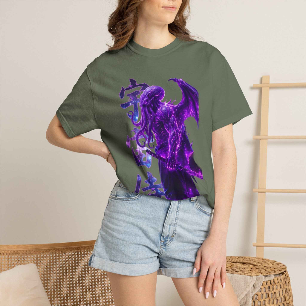 Purple Galaxy Monster Shirt Japanese Aesthetic T Shirt Cosmic Horror Graphic Tee Harajuku Streetwear Comfort Colors 1717 Apparel