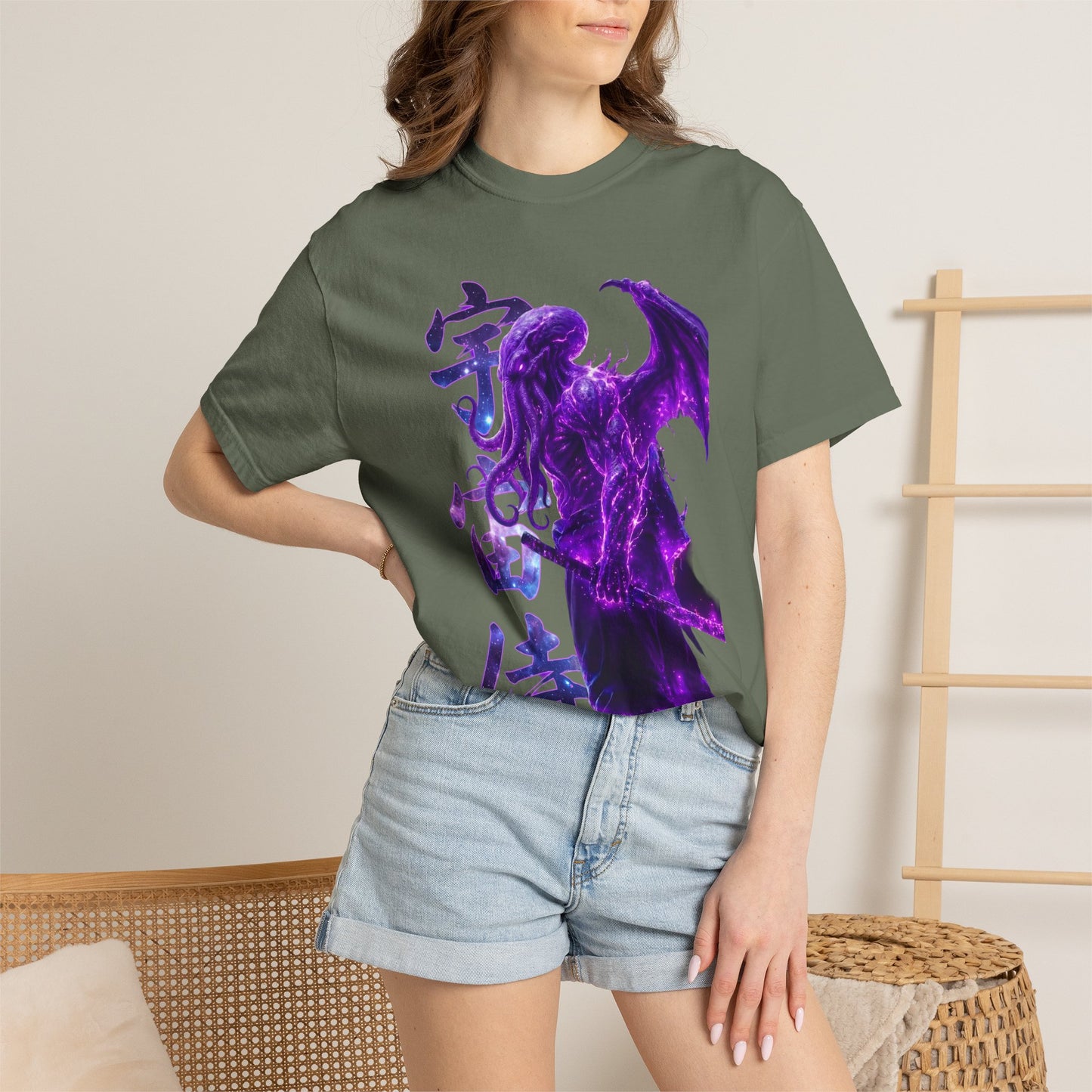 Purple Galaxy Monster Shirt Japanese Aesthetic T Shirt Cosmic Horror Graphic Tee Harajuku Streetwear Comfort Colors 1717 Apparel