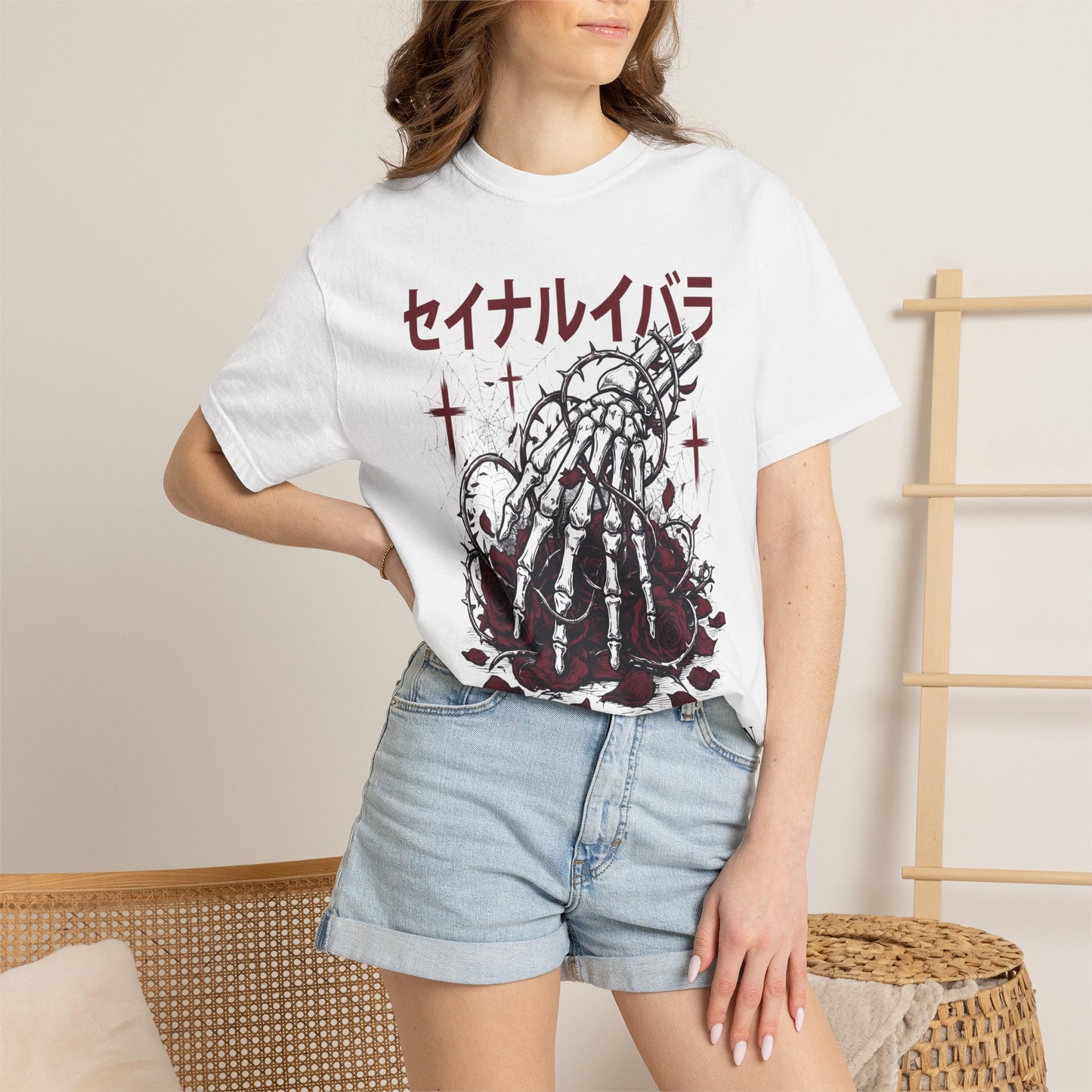 T-Shirt — Sacred Thorn Skeleton Hands Graphic Tee (セイナルイバラ)