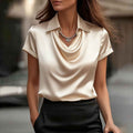 Elegant Multicolor Boat Neck Blouse for Women - Fashion & Casual