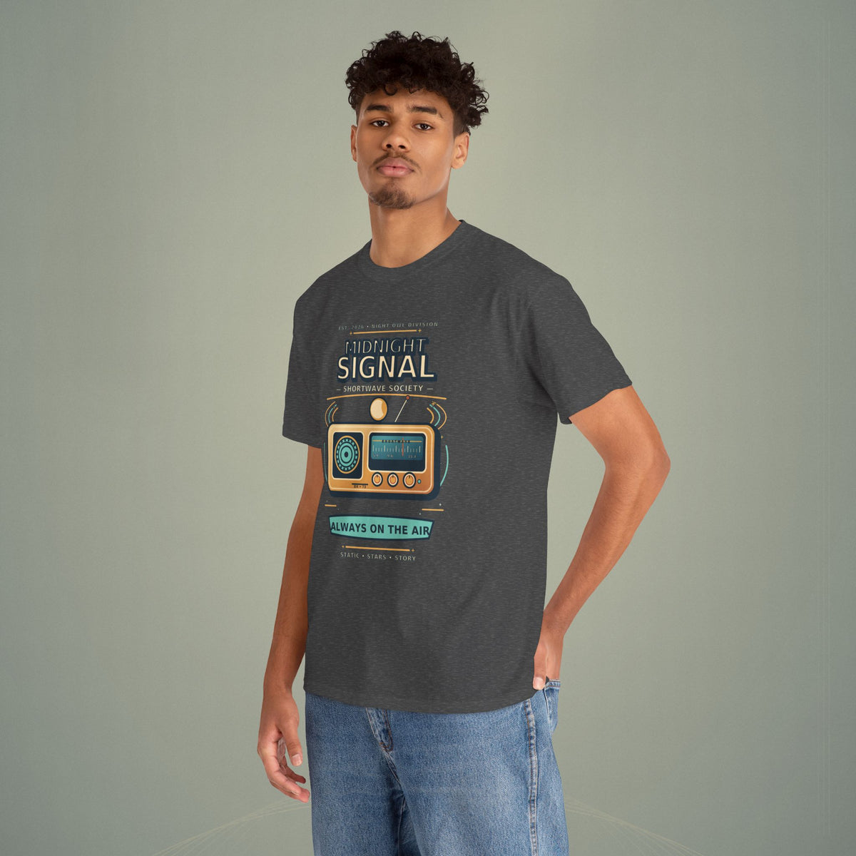 Midnight Signal Shortwave Society Tee | Vintage Ham Radio Operator Graphic Shirt | Gildan 5000