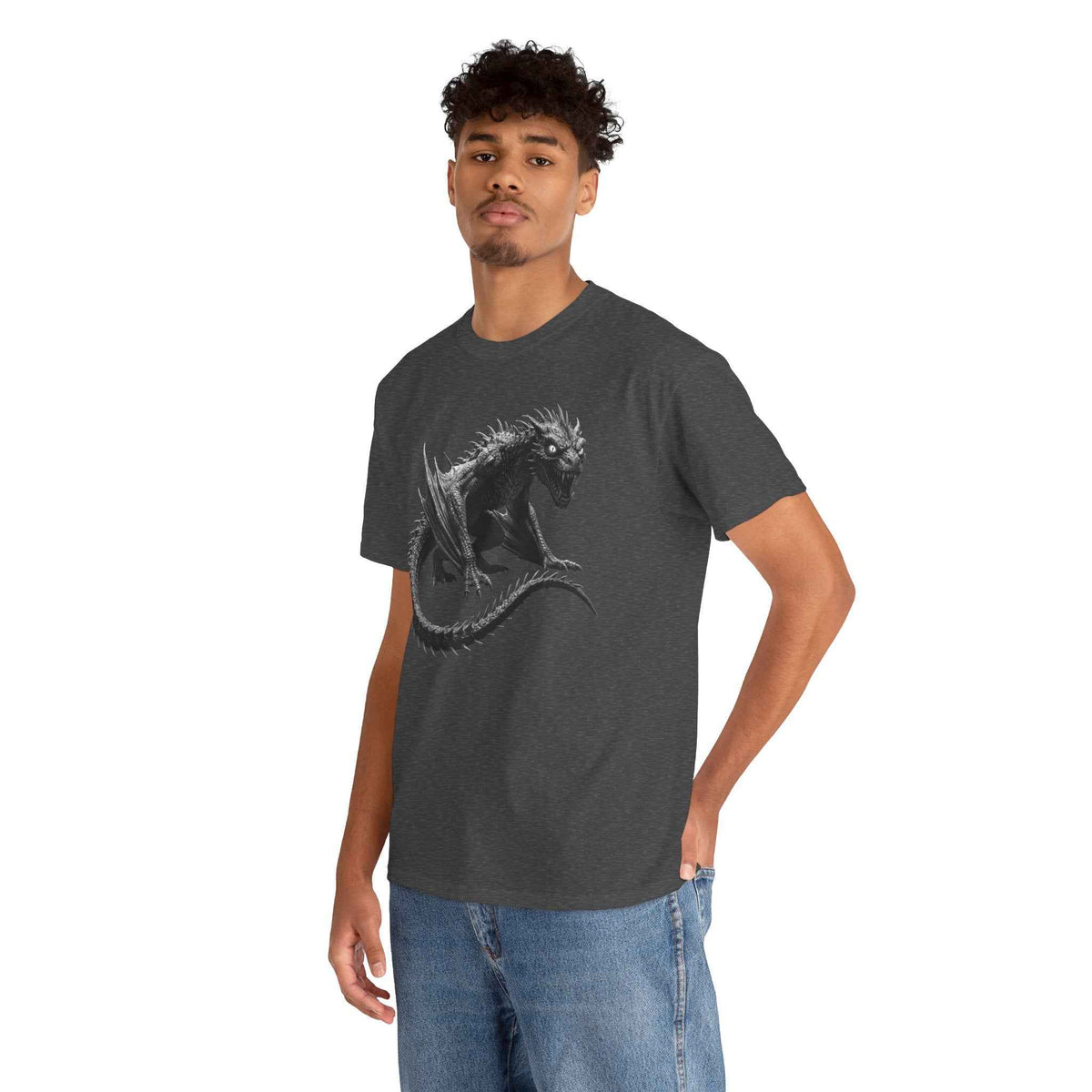 Fierce Dragon Graphic Tee - Dark Fantasy Streetwear Tee